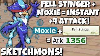 FELL STINGER MOXIE QUAQUAVAL GETS INSANE ATTACK BOOSTS IN SKETCHMONS! POKEMON SCARLET AND VIOLET