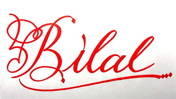 Bilal Name Signature Calligraphy Status | How to write with Cut Maker  #calligraphy #cursive