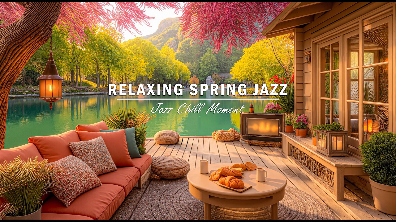 Golden Spring Morning by the Lake 🌿 Smooth Jazz Instrumental & Cozy Coffee Shop Ambience