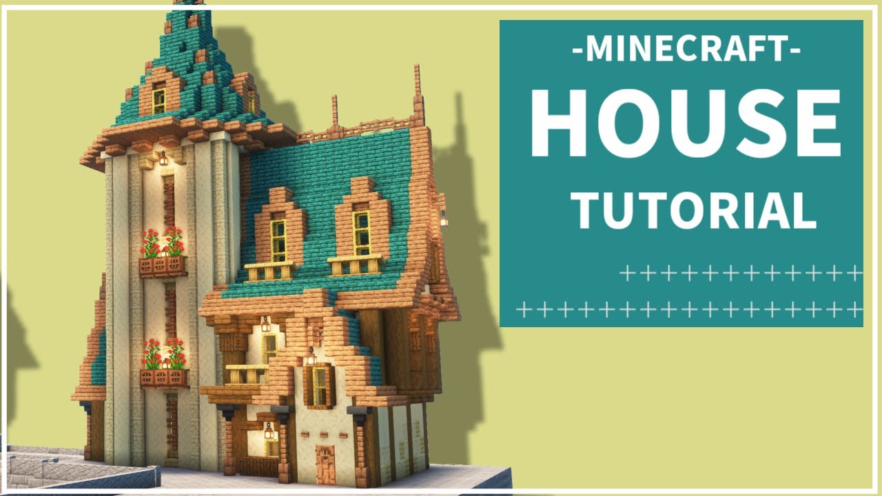 【マイクラ建築】塔付きのファンタジーな家の作り方【Minecraft】【建築講座】 - YouTube