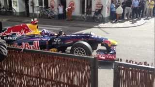 David Coulthard HITTING KERB !! during Donut Copenhagen F1 Red Bull