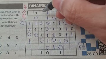 Thursday. Bonus Extra edition. (#7178) Binary01 Sudoku puzzle.  09-28-2023 Extra part 3 of 4