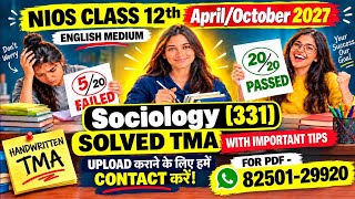 NIOS Sociology 331 TMA Solved 2026-27 Class 12 | Sociology 331 Assignment Solved 2027 in English