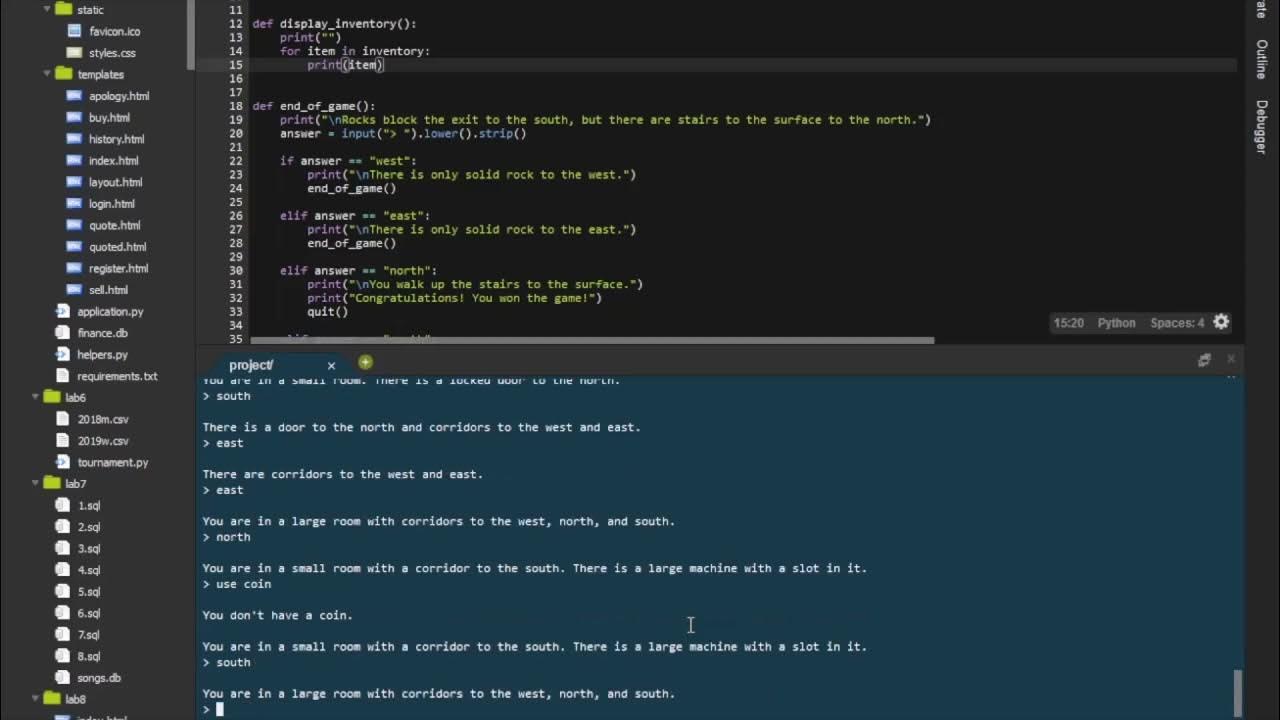 CS50 Final Project - Python Text Adventure Game - YouTube