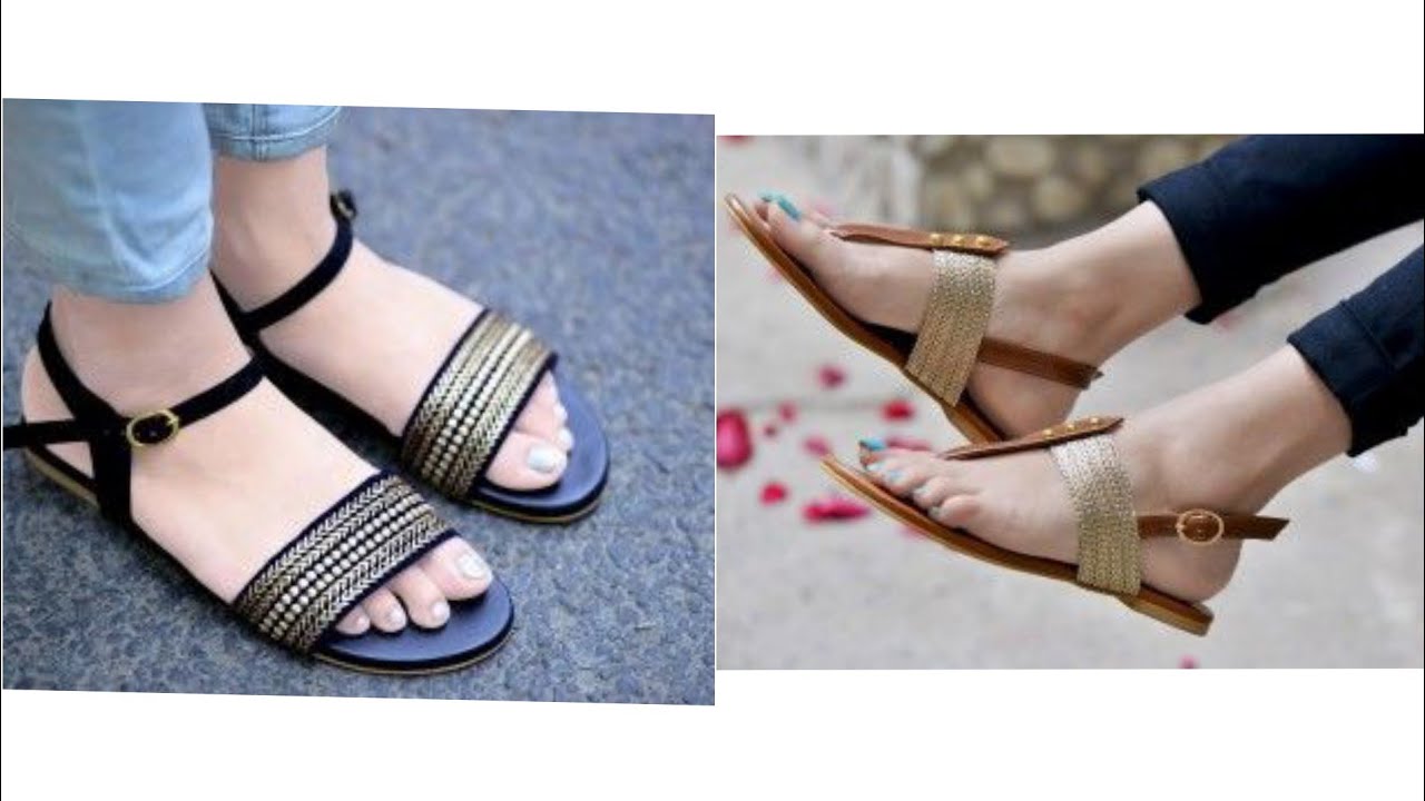 comfortable collection of party wear ankle strap flat sandals for
