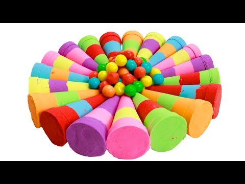 DIY Kinetic Sand Rainbow Ice Cream Cake with Gumball Learn Colors Kinetic Sand Compilation for Kids