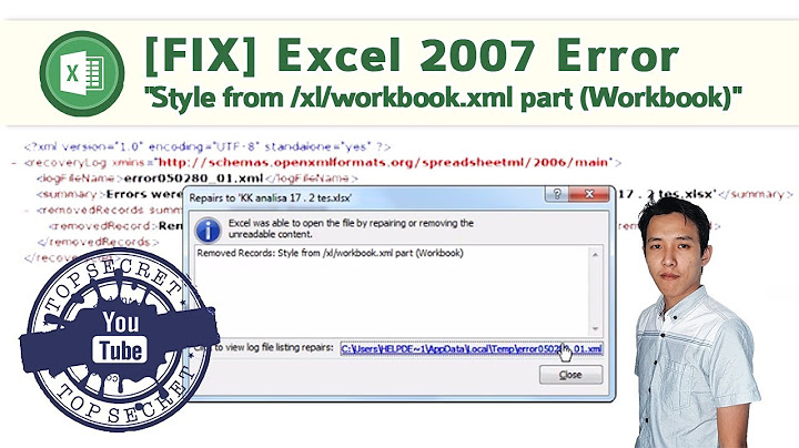 Tutorial Excel | "Style from /xl/workbook.xml part (Workbook)" Excel 2007 Error |   PRA  | [½]™
