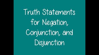 3.3 - Truth Tables for Negation, Conjunction, and Disjunction
