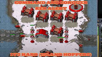Command And Conquer Red Alert Skirmish Battle 1v3 Hard (Map: Island Hoppers) RTS Gameplay PC 2025