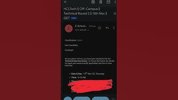 HCL Tech Sending mail to shortliested candidates for Technical Interview Round 2  #jobsforengineers