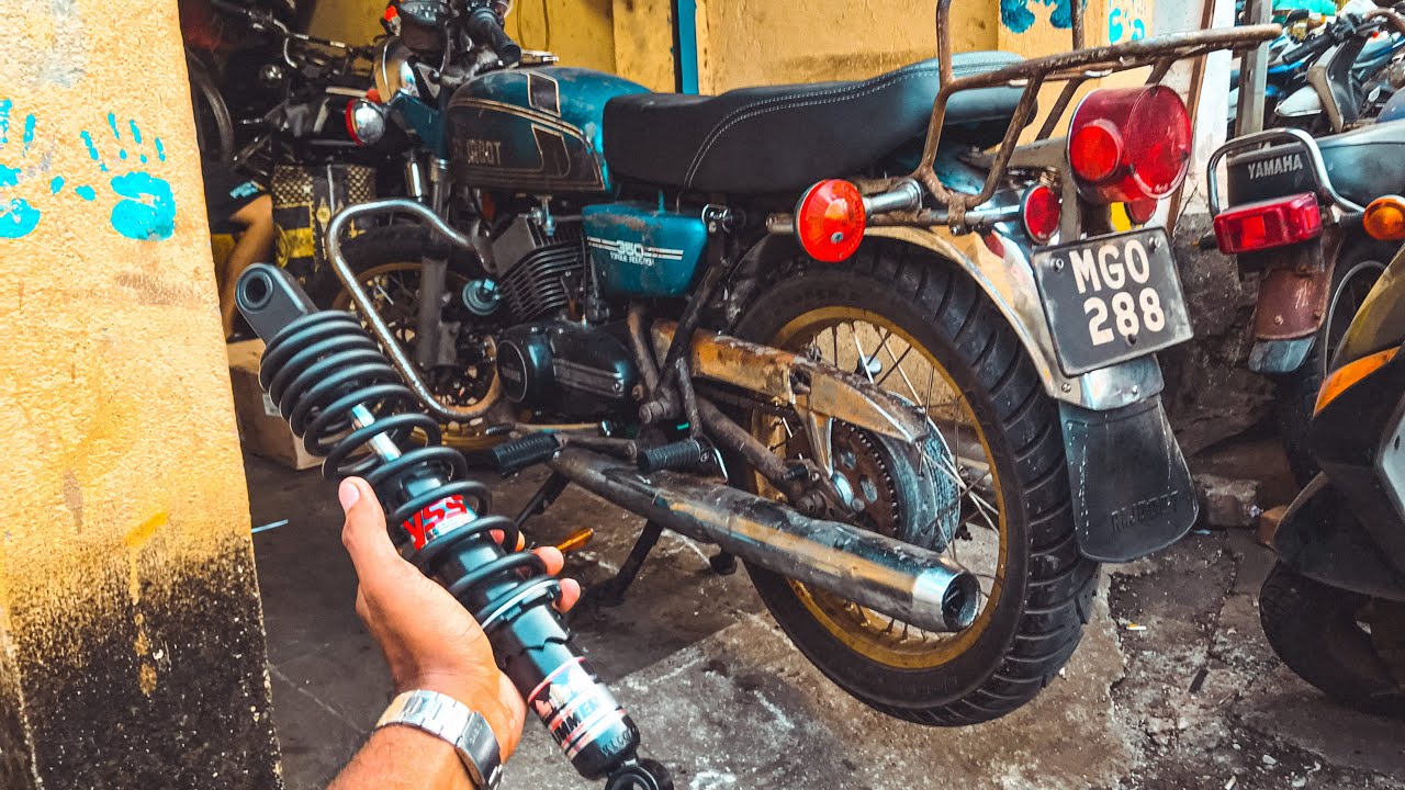 INSTALLING YSS SUSPENSION ON YAMAHA RD350 *Stock Vs YSS* 😍👌