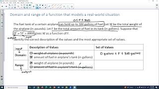 Math 1130 HW 2: Domain and Range of a Real World Problem