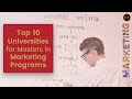 Top 10 Best Universities For Masters In Marketing Degrees