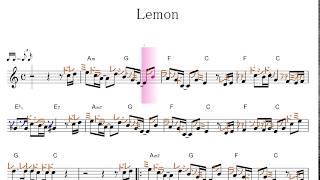 lemon レモン（米津玄師）スローテンポkey=Am固定ド／ドレミで歌う楽譜【コード付き】