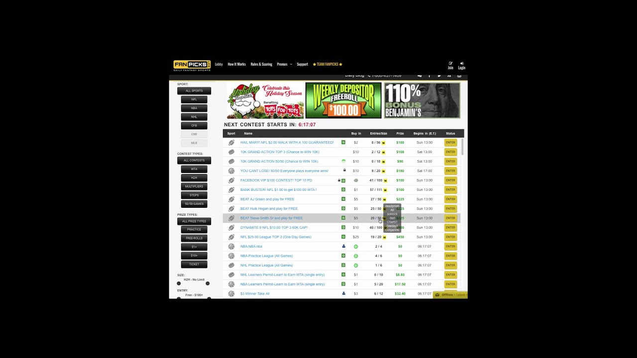 Play Daily Fantasy Free $25