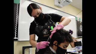 NIxon Cosmetology Students Provide Free Haircuts to LISD Students