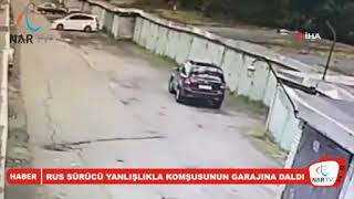 Rus Sürücü Yanlişlikla Komşusunun Garajina Daldi