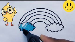 How to draw a Rainbow and Clouds | Easy drawing for beginners | colouring for toddlers | for kids