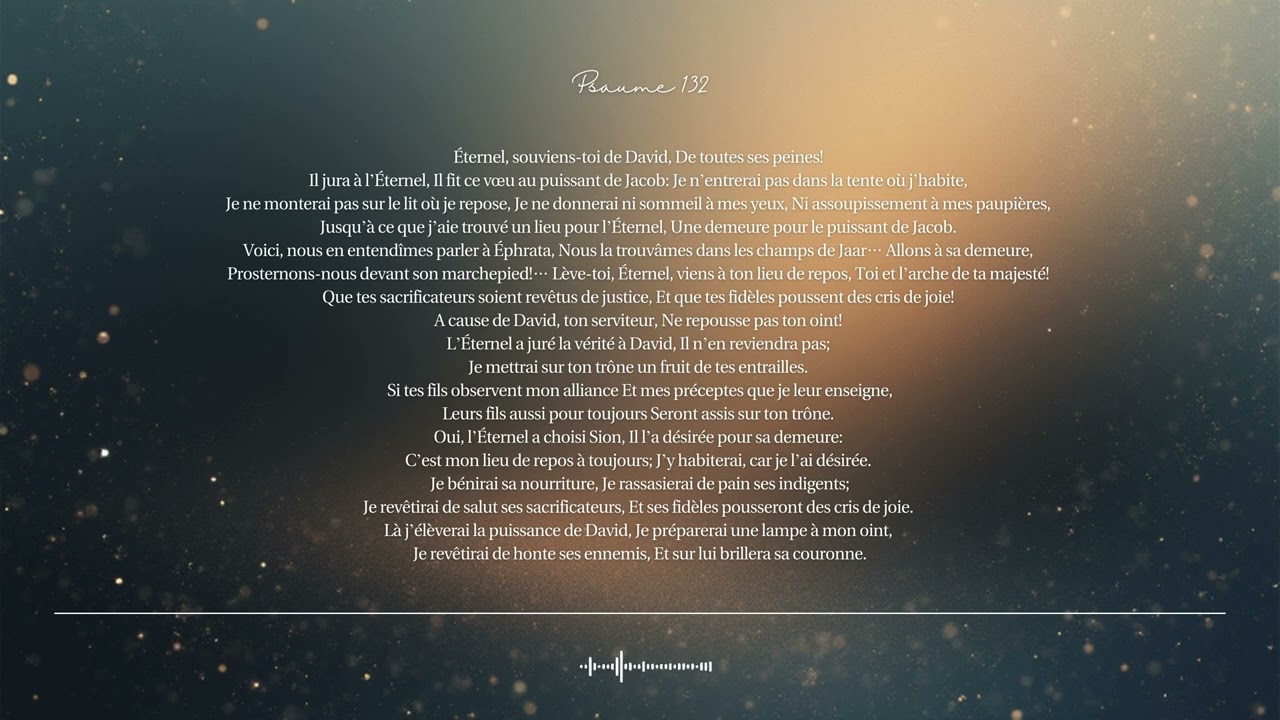 🌿 Psaume 132 | Le Seigneur qui a juré à David | Chant biblique CCM · Shuli Bible