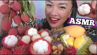 ASMR WHOLE FRUITS *DURIAN, MANGOSTEEN, RAMBUTAN, MANGO (EATING SOUNDS) NO TALKING | SAS-ASMR