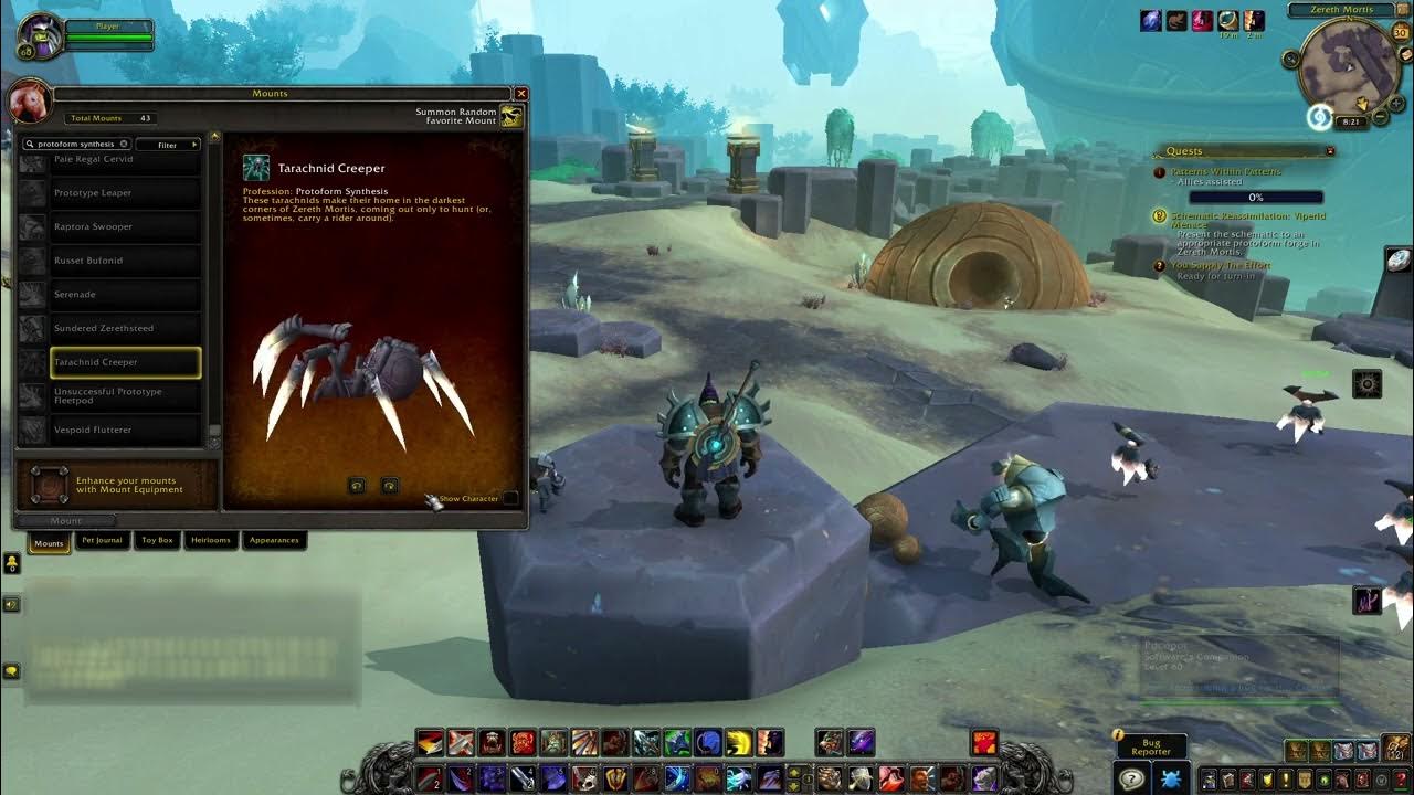 WoW Tarachnid Creeper Mount Protoform Synthesis (Zereth Mortis