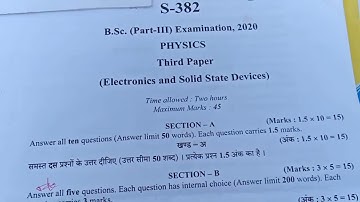 Bsc (part-3rd), examination-2020, MGSU, physics paper-3rd, (electronics and solid state devices)