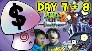Plants vs. Zombies 2 DARK AGES Day 7 + 8: Dad gets Mushy + Hypno $hroom! PVZ iOS Face Cam w/ Son!