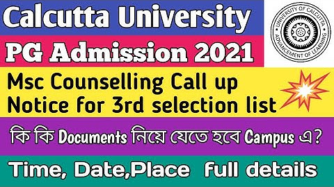 CU Msc 3rd selection List Counselling Full details 2021|CU Msc Campus Call up notice for Counselling