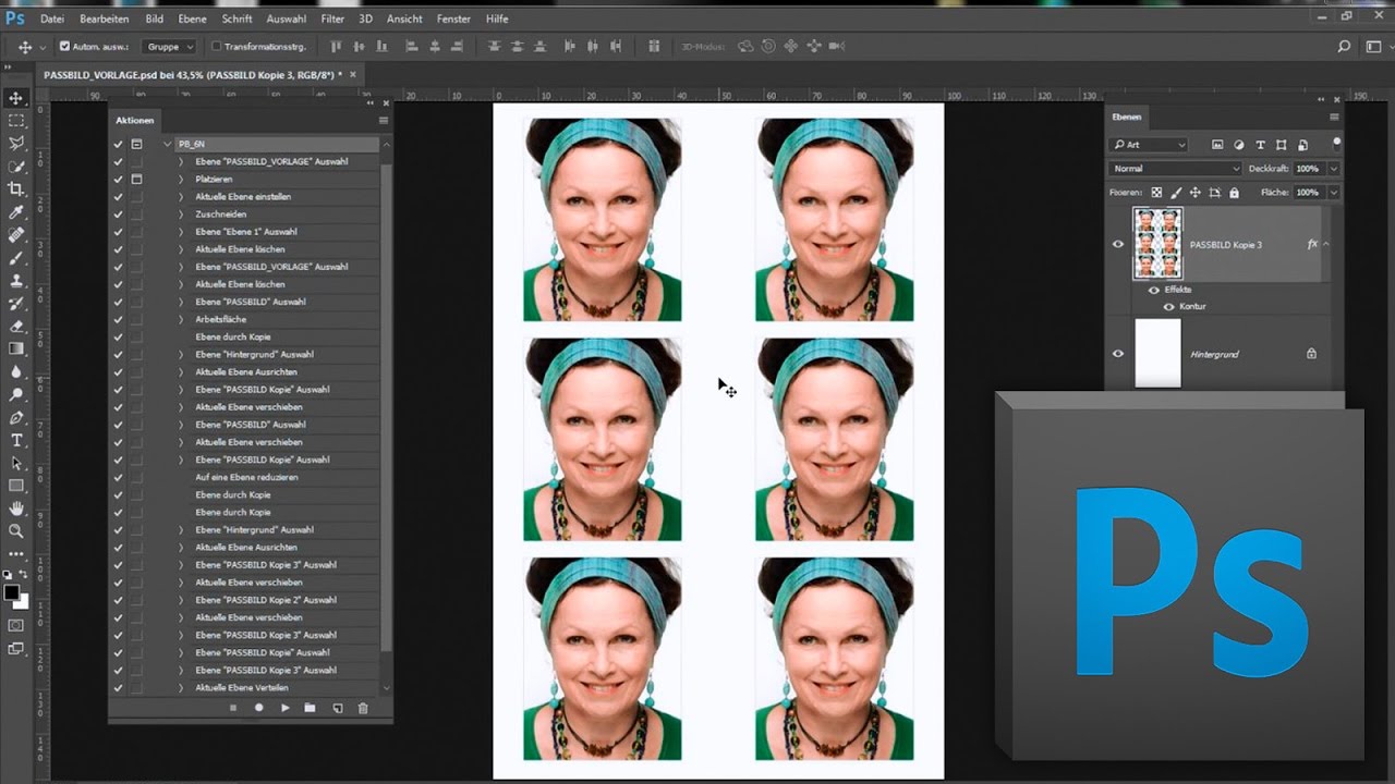 Taspp 77 Passbilder Photoshop Aktionen Beschreibung Vorher Lesen Youtube