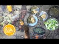 green vegetable and pig meat curry || village food kitchen || lajimbudha ||