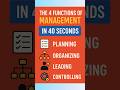 4 Functions of Management in 43 seconds #functionsofmanagement #management #shorts