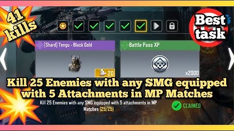 Best Task Call Of Duty Mobile Kill 25 Enemies with any SMG equipped with 5 Attachments in MP Matches