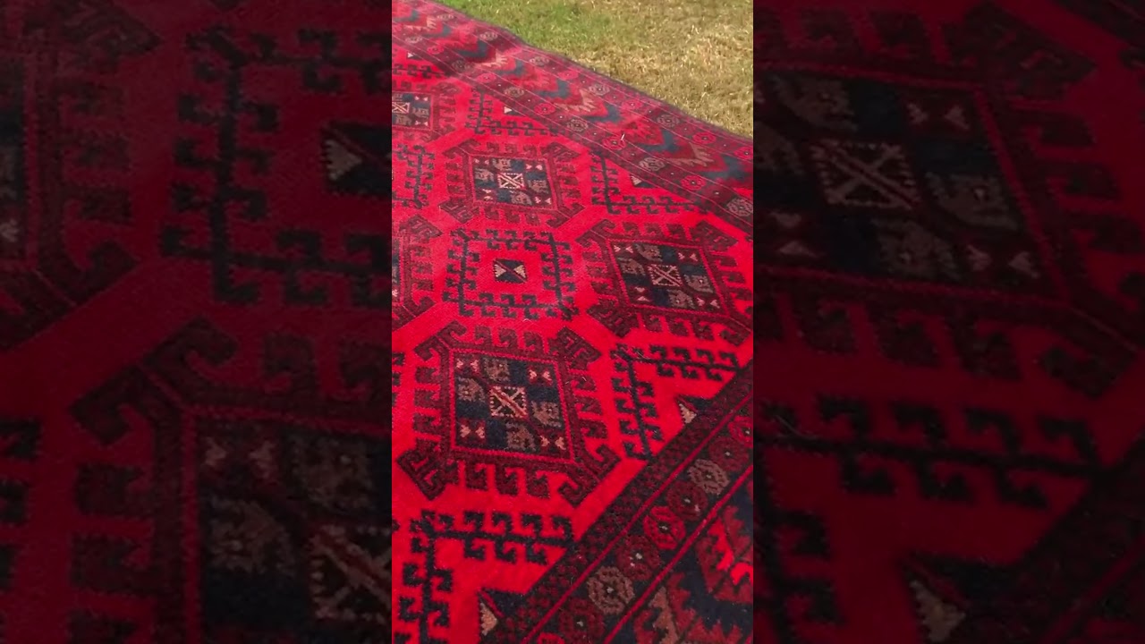Handmade red velvet rug 