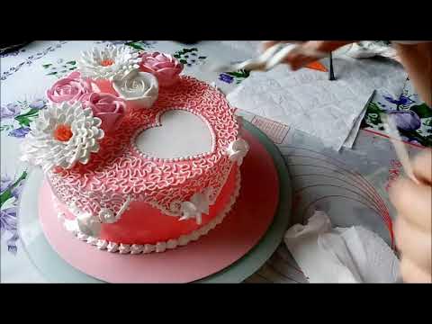 Торт для женщины на день рождения. Украшение торта. - YouTube
