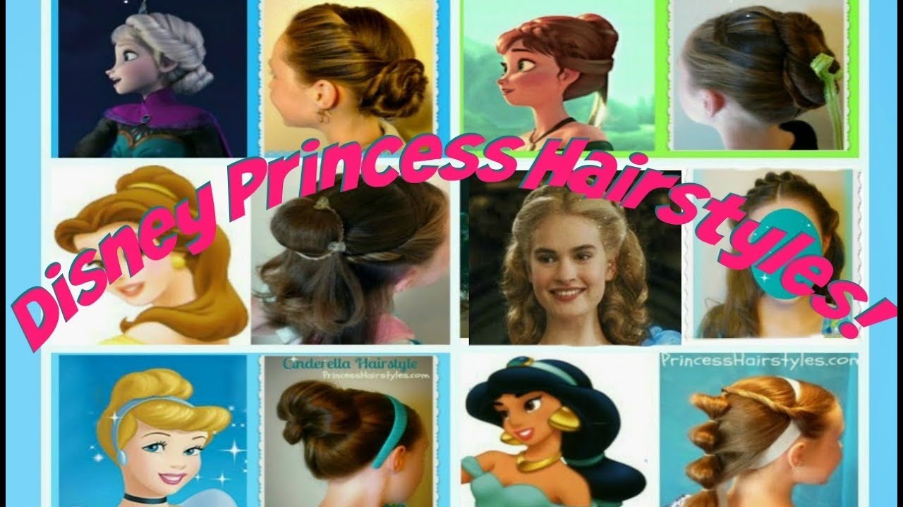 6 Disney Princess Hair Tutorials! Hairstyles For Belle, Jasmine, Elsa, Anna  & Cinderella - YouTube