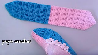 كروشية لكلوك سليبر نسائى / من بقايا الخيوط/ يمكن عملة لاى مقاس - crochet easy slipper #يويو كروشية