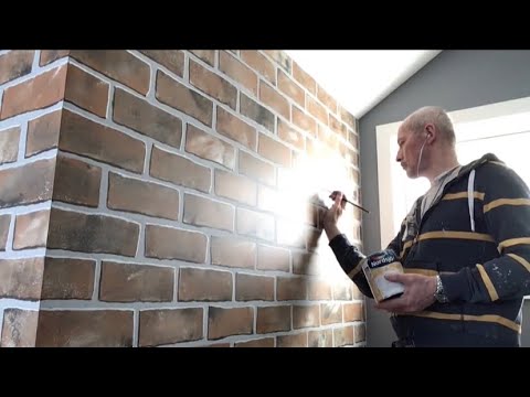 Faux Brick Wall (Without Joint Compound) Complete Tutorial. #fauxbrick