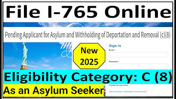 I-765 Online | Employement Authorization Document (EAD) as an Asylum Seeker C (8) Category.