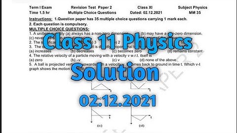 PSEB Revision Test Paper 2 | Class 11 Physics | Solution | 02/12/21 | Punjabi class study