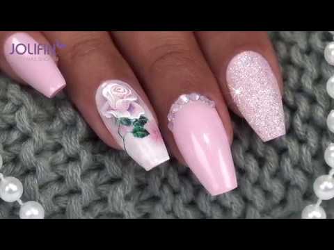 Nailart: „Last Rose“ mit Jolifin LAVENI 3D Tattoo Wrap - YouTube