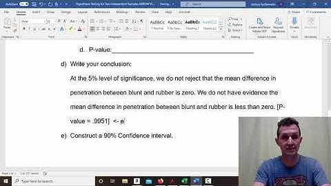 Two Sample Inferential Testing with Excel