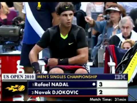 novak djokovic breaks racket in US Open 2010 final against nadal