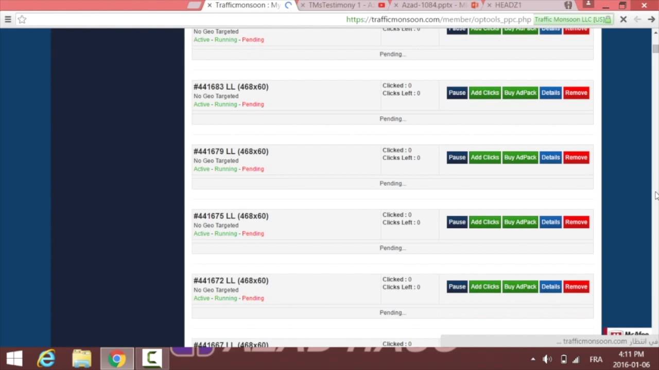 Traffic Monsoon TESTIMONIAL 7 -  Diamond position 2500 Active adpack 6-1-2016 -Azad Haso