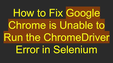 How to Fix Google Chrome is Unable to Run the ChromeDriver Error in Selenium