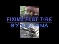 Fixing bikes flat tire krishna