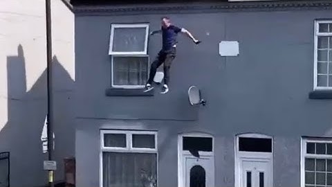 MAN FALLS OFF HOUSE ROOF WHEN TRYING TO AVOID THE POLICE