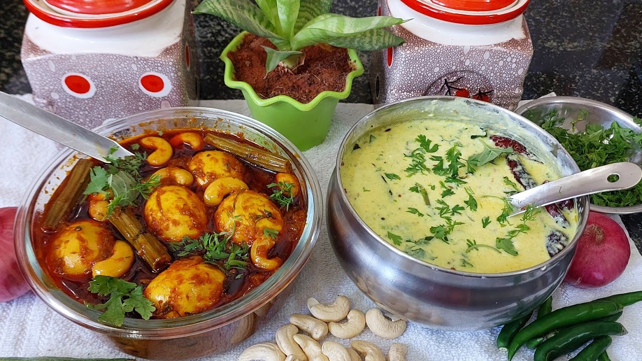 కోడిగుడ్డు ములక్కాడ జీడిపప్పు కూర  చలి కాలంలో ఇలా చేసి చూడండి కాంబినేషన్ సగ్గుబియ్యం మజ్జిగ చారు 😋👌👍