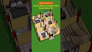 25x30 Detail 3D Floor Plan with Furniture Placement #home #shortvideo #shorts #building #house
