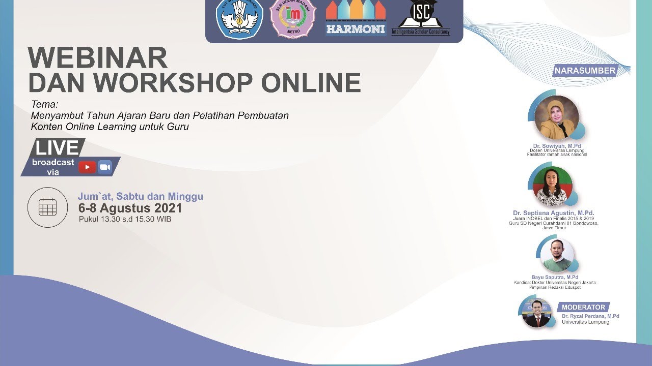 WEBINAR DAN WORKSHOP ONLINE 2021 (Sabtu, 7 Agustus 2021) - YouTube