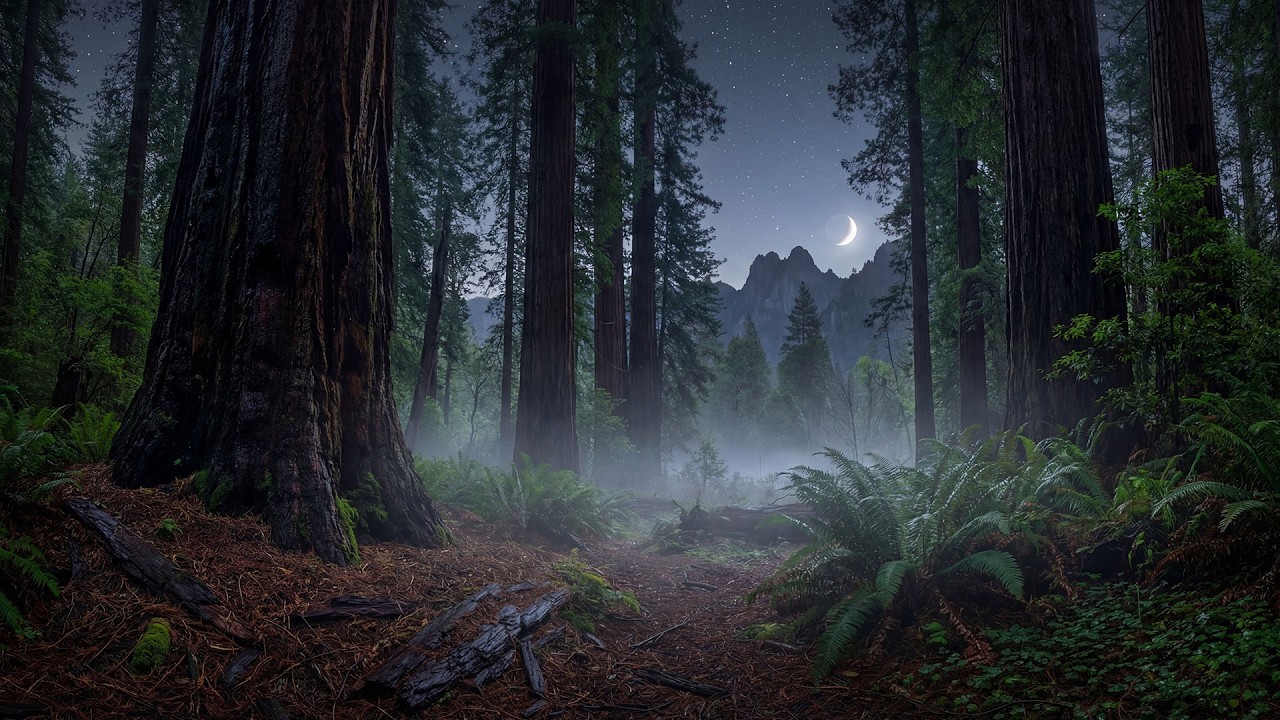 Foggy Forest Rain - 12 Hour Thunderstorm for Sleep and Relaxation (No Ads)